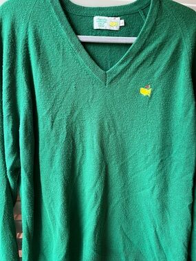 Augusta National Green V-Neck Sweater with Yellow Embroidered Logo